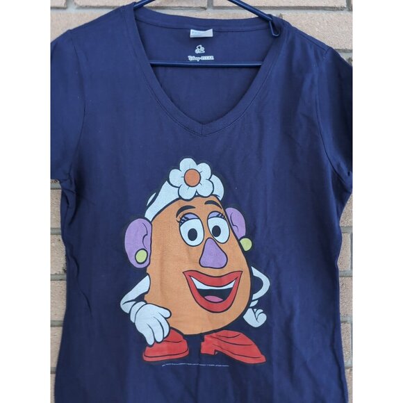 Womens Blue Mrs Potato Head T-Shirt V-Neck Size: Medium - Picture 2 of 2